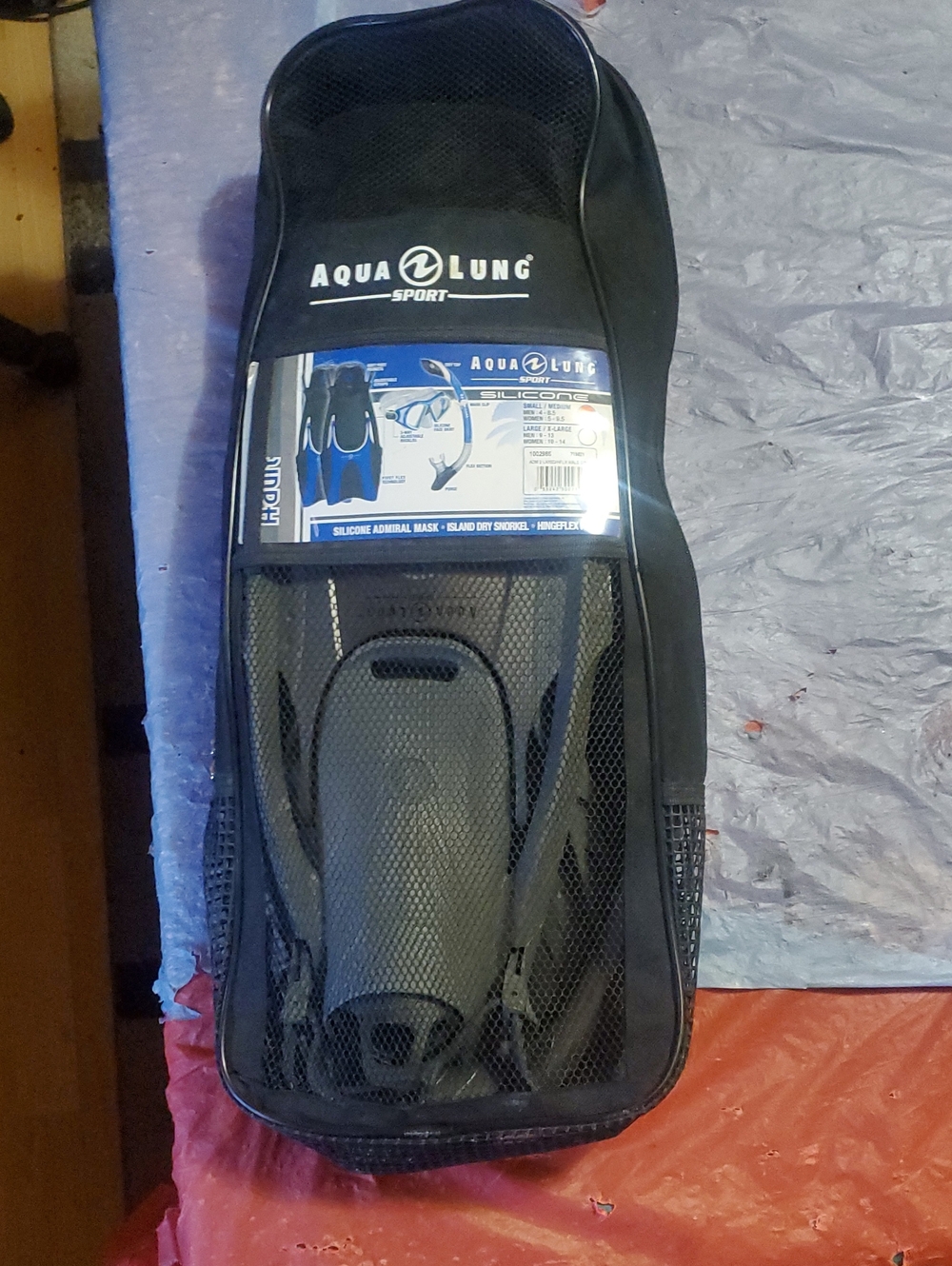 Sport Black Snorkel Set with Mesh Carry Bag